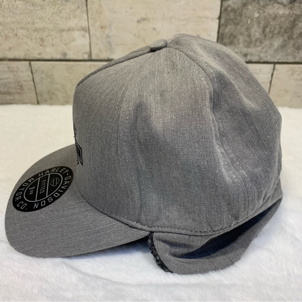 Harley-Davidson Men's Midwest Sherpa Ear Flap Fitted Hat-Grey 97677-23VM   7 1/4 - Picture 2 of 11